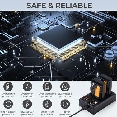 Зарядний пристрій для акумуляторів Canon LP-E6/LP-E6N/LP-E6NH з подвійним слотом K&F CONCEPT, Micro USB та Type-C, швидка зарядка для EOS R5, R6, R, 5D Mark IV, 5D Mark III, 5DS, 5DS R, 5D Mark II, 6D