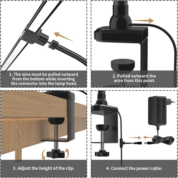 LED настільна лампа Rigors 60см з регулюванням яскравості, 900LM, захист очей, 5 кольорів, 10 рівнів яскравості, гнушкий 360° «лебединий» шийка, для офісу та дому
