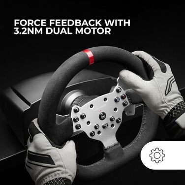 Кермо Mars Gaming MWH-RSX для SimRacing з Force Feedback та 3 педалями, 12 передач, 14 кнопок, PC/PS4/Xbox Series X|S
