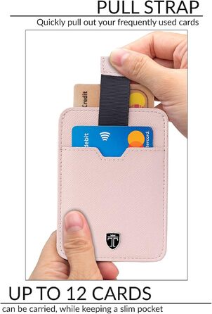 Слім-гаманець TRAVANDO Dallas з RFID-захистом для 12 карток, компактний картхолдер з шнурком, рожевий