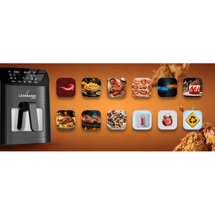 Аерофритюрниця Lehmann LHODF-1880E, 1800 Вт, 8 л