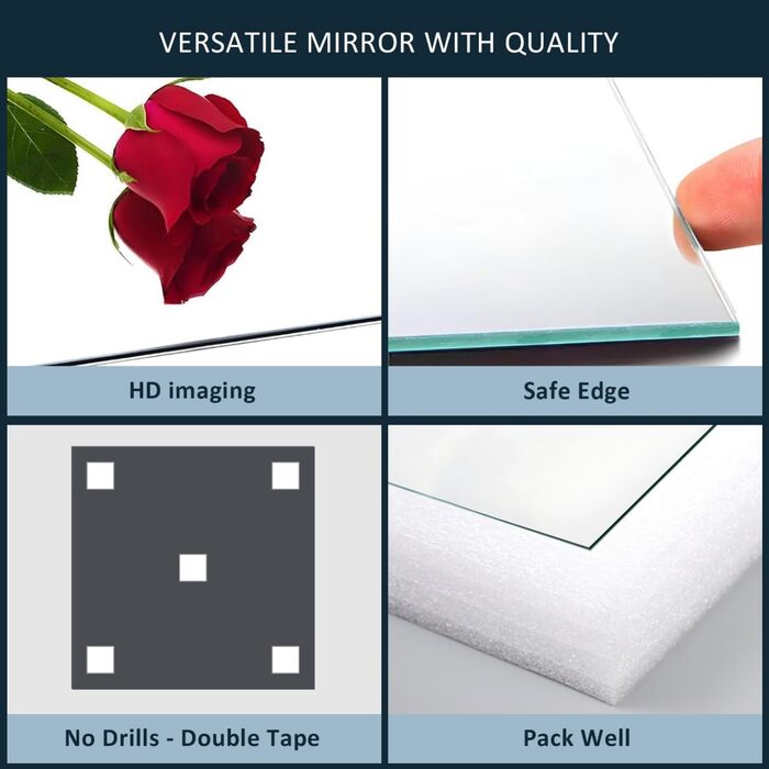 Круглий дзеркало на стіну без рами 40 см, HD скло, сучасний дизайн, самоклеючий, для ванної, вітальні, спальні, коридору