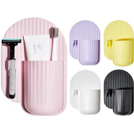 Silicone Shower Toothbrush Holder, Suction Cup, Shower Box Tool, Bathroom Tool, Suction Cup for Walls or Mirrors, Silicone is Waterproof and Removable for Reuse, Yellow (Pink)