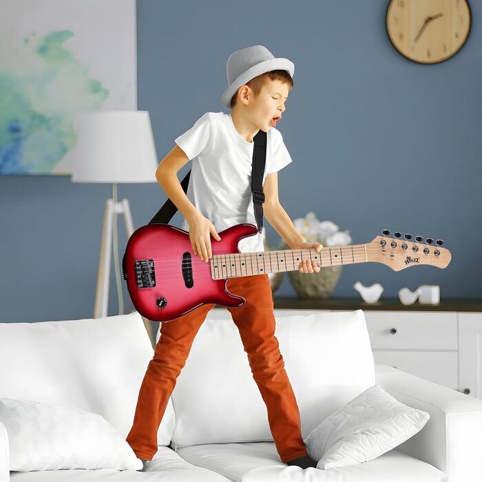 Електрогітара WINZZ EGM100 30 дюймів для дітей, набір для початківців, праворукі, колірний градієнт рожевий