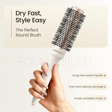 Кругла щітка для волосся AIMIKE NaturaVol для об'єму та гладкості, з кліпсами (32 мм, 53 мм)