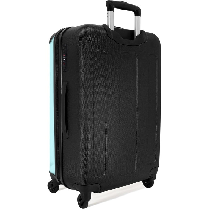 Дитячий валіза-роликовий колірний, 55x40x20 см, ручна поклажа, персоналізований, з ініціалами, для хлопчиків, з принтом 'Ренн-авто', легкий, з іменем, 2 фламінго на блакитних роликах