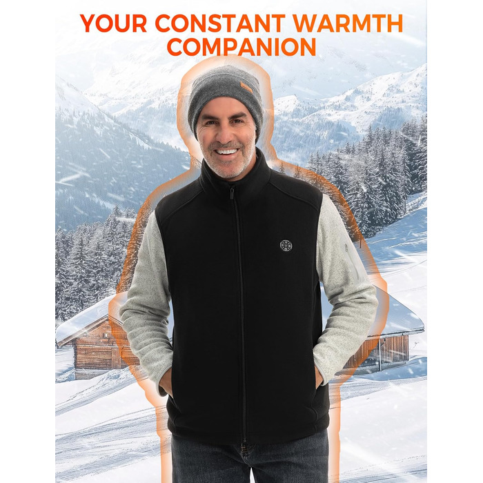 Обогреваемый жилет для мужчин из флиса с Powerbank, 15 зон обігріву, легкий, дихаючий, теплий жилет, чорний