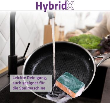 Сковорода Berndes HybridX 28 см індукційна з антипригарним покриттям b.nature Quartz - нержавіюча сталь, швидке нагрівання, без PFAS