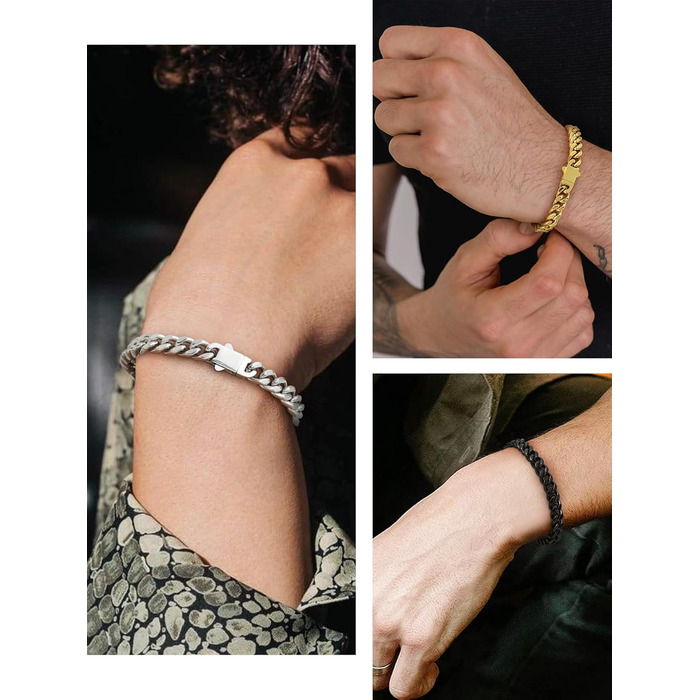 Чоловіча ланцюжок-панцир Miami Bestyle з подарунковою коробкою, 5/7/9/12.5 мм, 19/21/23 см, золото/чорний