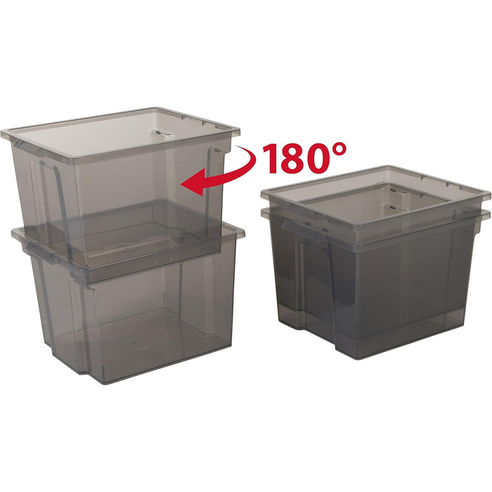 Iris Ohyama Versatile Storage Boxes, 30L, Set of 6, Gray, Easy-Closing Lid, Stackable, Plastic, For Closet, Shelves, Organization, Clothing, Bedding, Garage, USB-M