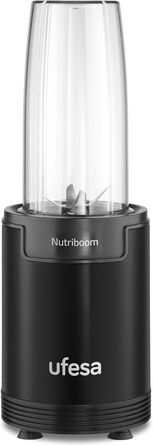 Ufesa BS2500 Nutriboom Single-Cup Mixer, multifunctional nutrient extractor, 900W power, smoothies and shakes, incl. 6 accessories, stainless steel blades, black 900W sports 0.5L-0.8L