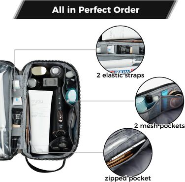 Чоловіча дорожня косметичка Ecohub Kuturbeute, водонепроникна, з відділенням для мокрого та сухого, чорна (L)