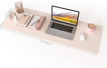Килимок для миші RENMTURE двосторонній: Корковий та PU-шкіра, 120x43 см, для офісу та дому, водостійкий, антиковзний, чорний