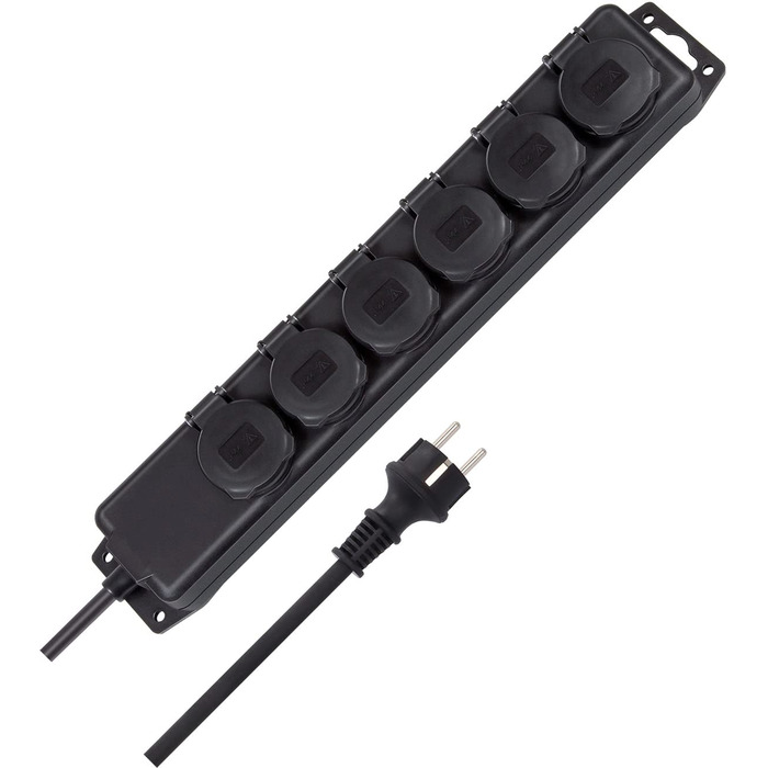 Розподільник розеток Brennenstuhl IP44 6-фазовий, 2м, для будівництва та зовнішнього використання, чорний