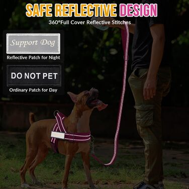 Нашийник для собак середніх та великих порід, 1,55-1,7 м, м'який з відбиваючим ефектом, регульований, антирізний, для прогулянок (M, Рожево-червоний)