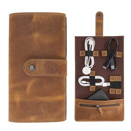 Органайзер для кабелів та аксесуарів Solo Pelle: універсальний дорожній кейс для телефону, кабелів, USB-накопичувачів (Camelbraun)