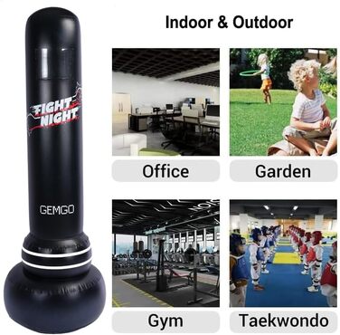 Boxsack with stand for children and adults, JanTeelGO children's boxing bag 180 cm with pocket design, 0.4 mm thick PVC Big Speed Ball – Instant rebound, Tumbler for Karate