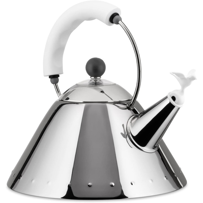 Alessi 9093 W Water Kettle, Stainless Steel, White, 4 x 25 x 4.5 cm, Units, 1.0 White Stainless Steel