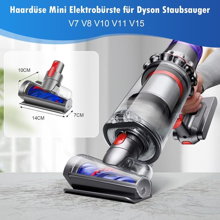 Замінний насадок-щітка для пилососів Dyson V6 DC58 DC59 DC61 DC62 DC72 DC74 з LED-підсвічуванням, для твердих підлог та килимів. Електрична щітка Dyson V6