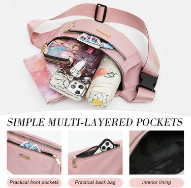 Гірчатка поясна водонепроникна для жінок та чоловіків, сумка через плече, поясна сумка, білий (рожевий)