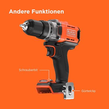 Акумуляторний дриль-шуруповерт BLACK+DECKER BCD382XN-XJ, 18V, 45Nm, 2 швидкості, LED-підсвітка