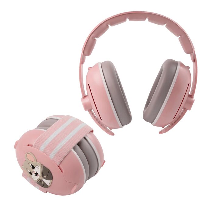 Навушники для захисту від шуму для дітей 3-48 місяців - Захист слуху для немовлят 25dB - М'які навушники для дітей з еластичною та регульованою стрічкою (Рожеві)