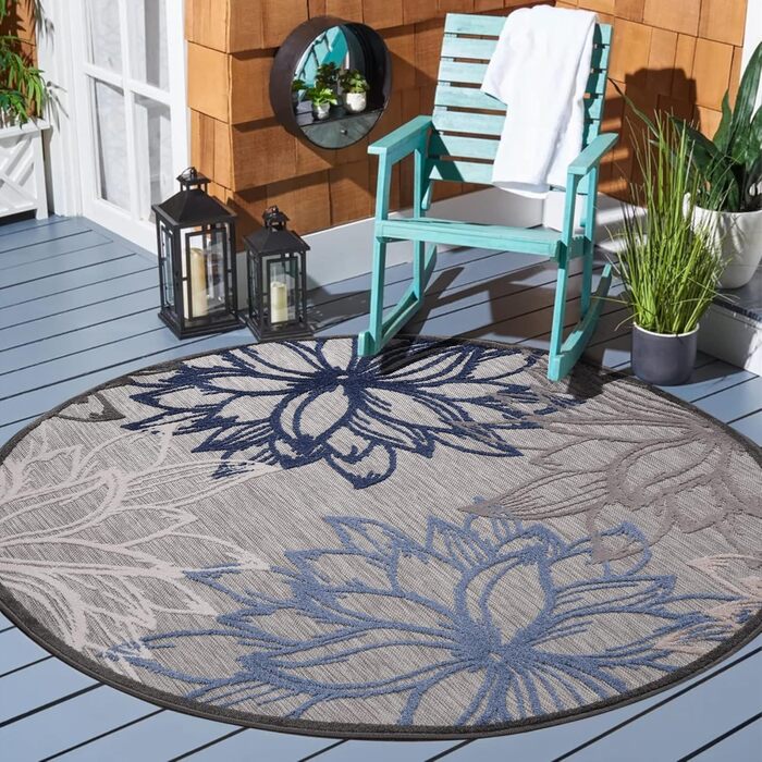 Килимок Impression Outdoor - вологостійкий, для балкона, тераси, саду, дому (120 см, сіро-блакитний)