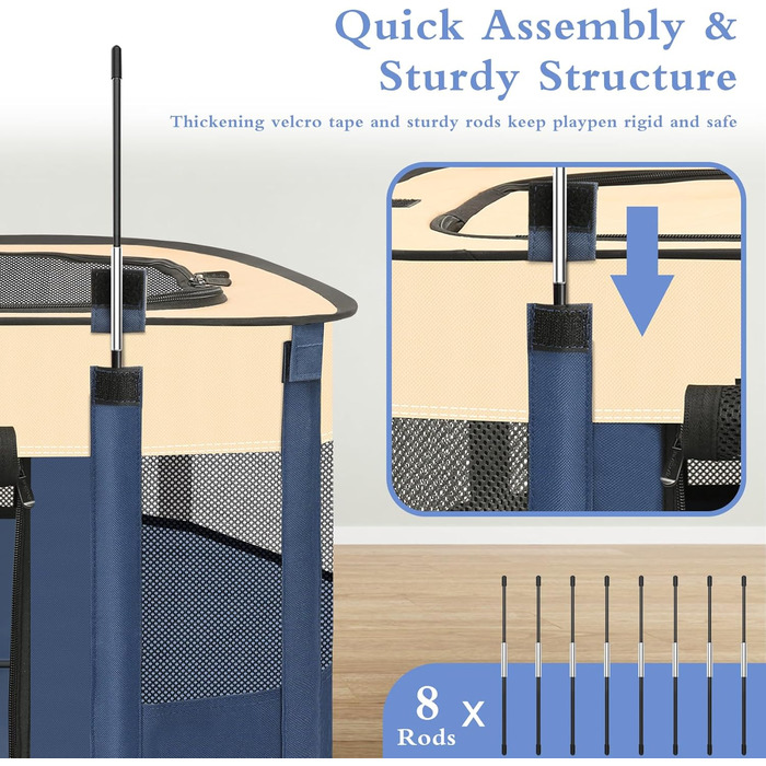 Клітка-загон для собак Aivituvin, переносний загон для котів та інших тварин, розкладний вольєр для собак, намет-коробка з сумкою для транспортування, для дому та вулиці, для маленьких тварин, розмір M (блакитний)