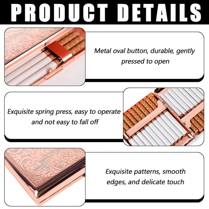 Металеве табакерка в стилі ретро, рожевий, для 20 сигарет 100mm, захисний портмоне