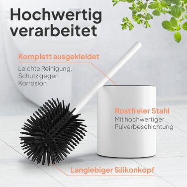 Торбінг - щітка для унітазу з нержавіючої сталі та силікону, елегантний дизайн, щітка для туалету з ефектом лотоса (Pearl White Matt)