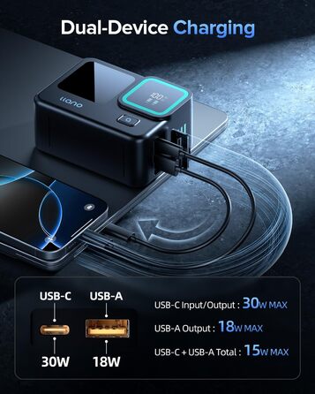 Зарядний пристрій 3-в-1 Llano з подвійним акумулятором для Insta360 Ace Pro 2 / Ace Pro/Ace Action, 30W PD та вбудованим акумулятором 12800mAh, підтримка 2 TF-карт, цифровий дисплей