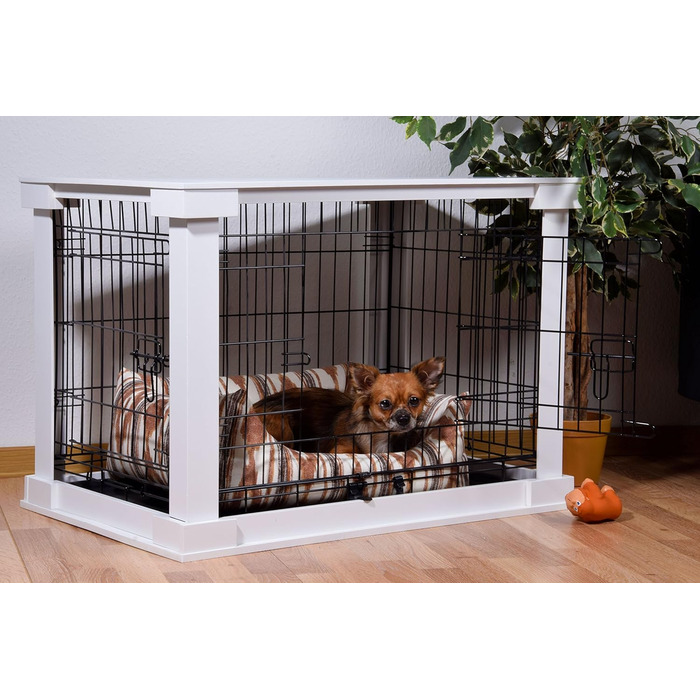 Будка для собак Dobar® Design з дерева, розмір M - будок з поверхнею столу - внутрішня собача будка - собача будка з масиву - журнальний столик - 83 x 55 x 59 см - білий