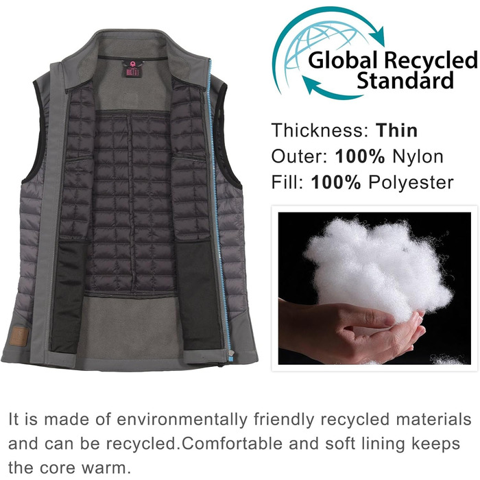 Жіноча жилетка Little Donkey Andy Легка пухова, тепла безрукавка для активного відпочинку, туризму, бігу, подорожей, колір темно-сірий