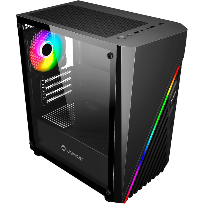 Ігровий корпус для ПК UNYKA GLAYZE Micro ATX, ARGB підсвітка, загартоване скло, 120мм ARGB вентилятори, USB 3.0/2.0