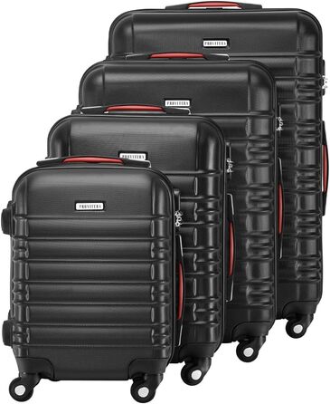 Набір валіз ABS S-M-L-XL з кодовим замком, телескопічною ручкою та 4 колесами, робусний дорожній набір, ручна поклажа (Чорний)