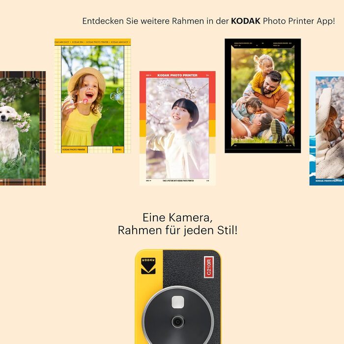 Фотодрук Kodak Mini 2 Retro: компактний мобільний принтер Bluetooth, 5.3x8.6 см, комплект з 38 картками, білий
