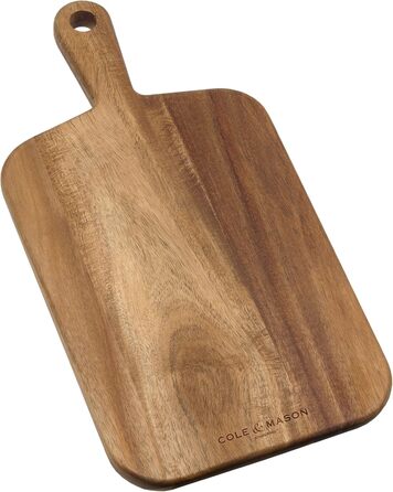 Cole & Mason H722131 Barkway Acacia Wood Cutting Board, Small, Serving Board/Wooden Board/Board with Handle, Not Dishwasher Safe