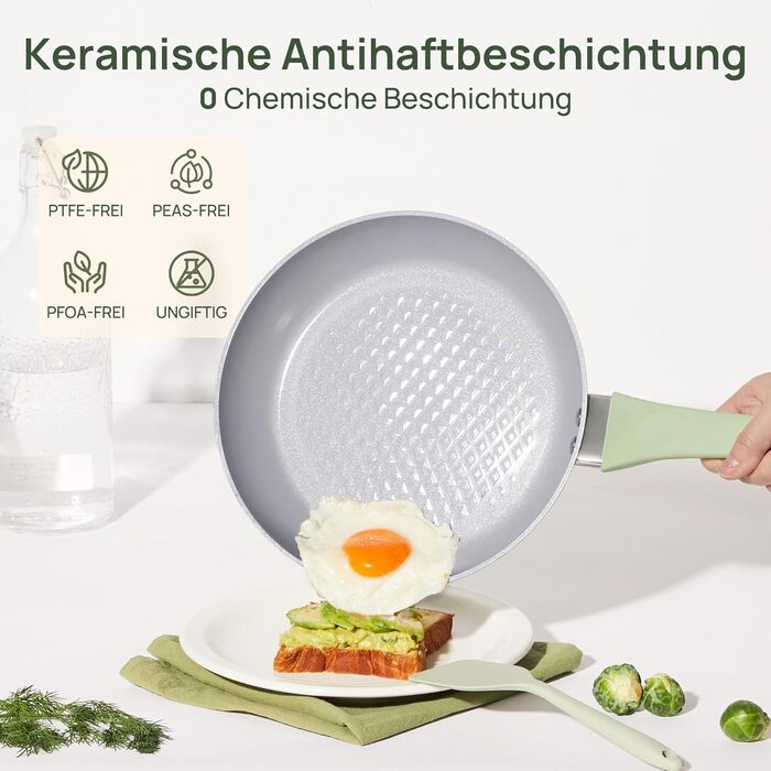 Сковорідка KOKHUB антипригарна керамічна 28 см з кришкою, без PFAS, PTFE, PFOA, індукційна, для посудомийної машини