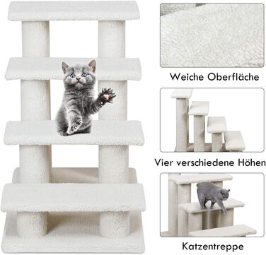 Сходинка для котів та собак GOPLUS - Кліматичний комплекс з драбиною, котячий будиночок, когтеточка (білий)