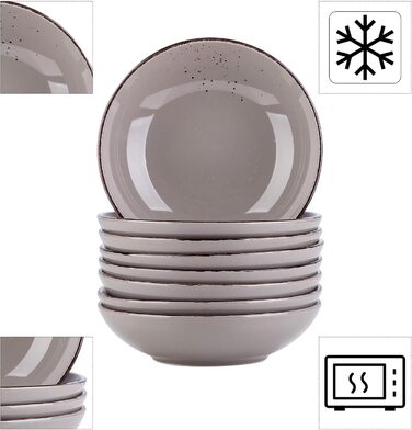 Набір посуду Vancasso NAVIA, 16 предметів, кераміка, для 4 осіб, розпис, тарілки, миски, чашки, помаранчевий (8 предметів, сірий)