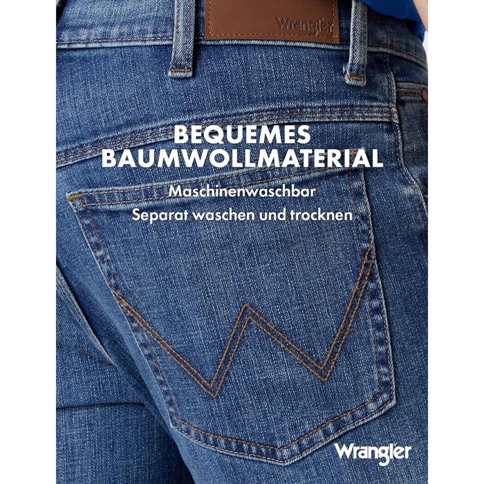 Джинси чоловічі Wrangler Straight Regular Fit, середньої посадки, синьо-чорні, розмір W30-W44 / 32W-36L, Mid Stone