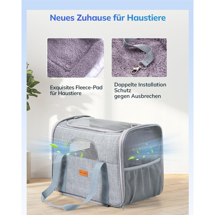 Транспортна переноска для котів та цуценят Morpilot до 5 кг з роликами та trolley, сіра