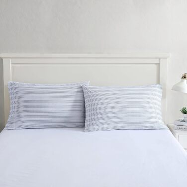 Nautica Standard Pillowcase Set, 2-Piece, Cotton Percale Bedding, Casual Home Decor (50.8 x 76.2 cm) (Beaux Stripe Blue)