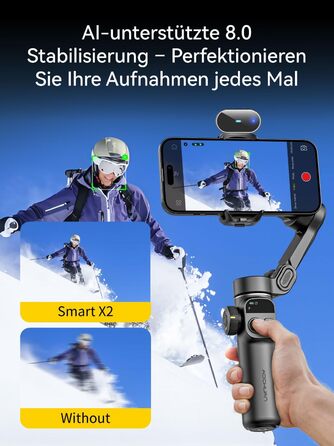Стабілізатор Gimbal AOCHUAN для iPhone/Android з 7.8-дюймовою штангою та OLED-дисплеєм - 3-осьовий, чорний
