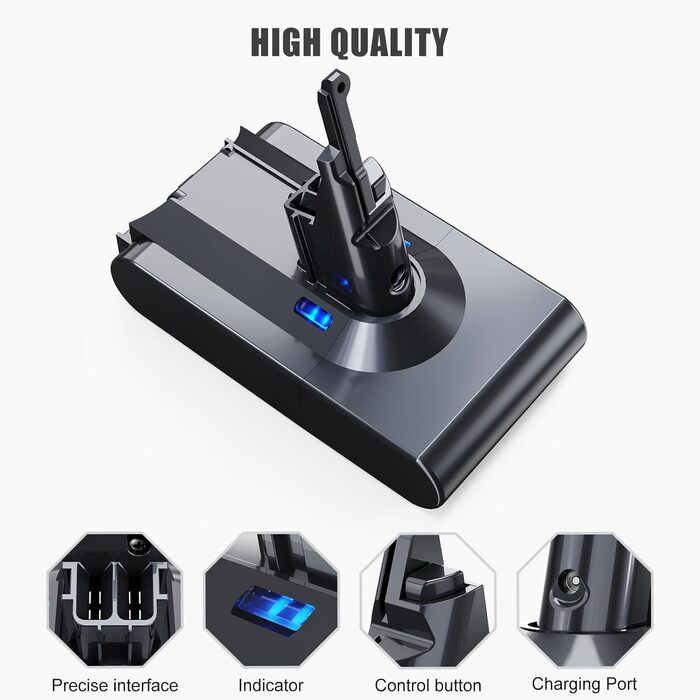 Замінний акумулятор EVARY 8000mAh для пилососів Dyson V8 Absolute Animal Motorhead Pro SV10 (2 фільтри + 1 щітка)