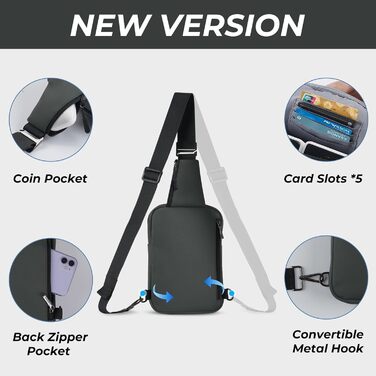 Сумка на груди Broadream: водонепроникна, RFID-захист, для туризму та спорту (сірий)