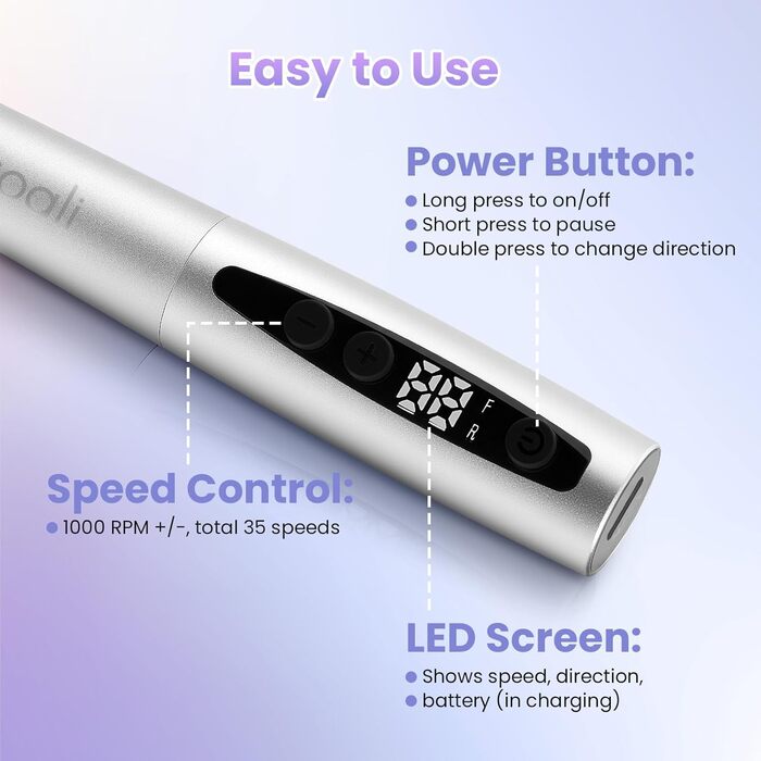 Електричний набір для манікюру та педикюру Xoali 13 в 1, 35000 об/хв, для гелю, акрилу, натуральних нігтів