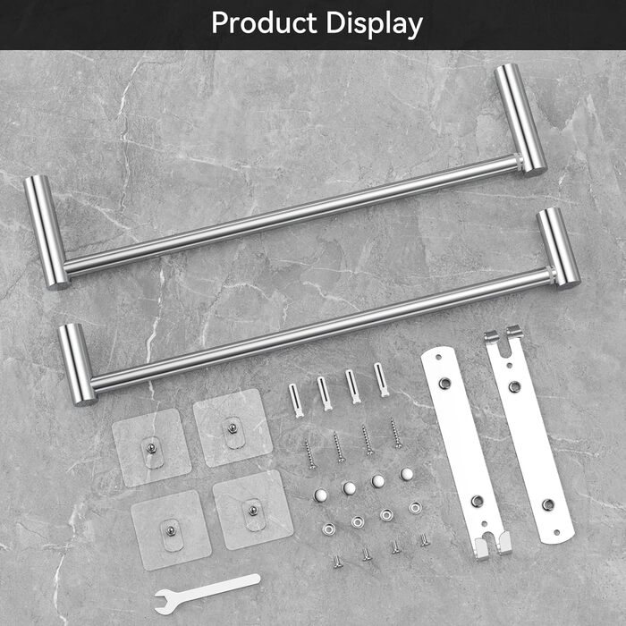 Висувна тримач для рушників 43-78 см, нержавіюча сталь, без свердління, стійка до вологи, для ванної кімнати та кухні