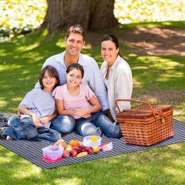Килимок для пікніка Hozelin, водовідштовхуючий, складний, великий, пісконепроникний, 152.4 x 203.2 см (блакитний/білий)