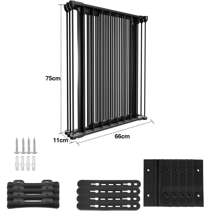 Захисний сітковинний бар'єр для каміну, 310 см, металевий, з дверцятами, білий/чорний